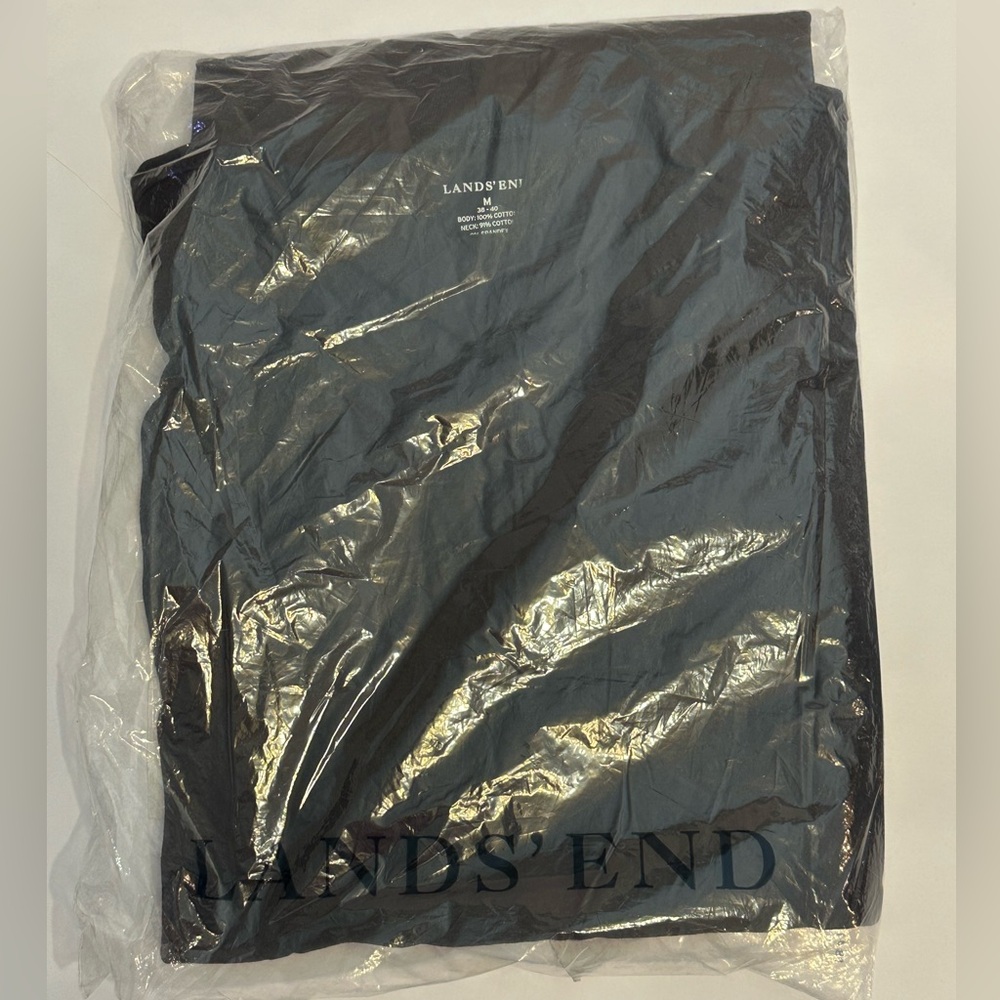 Men’s Lands' End Long Sleeve Cotton Mock turtleneck- M -True Navy